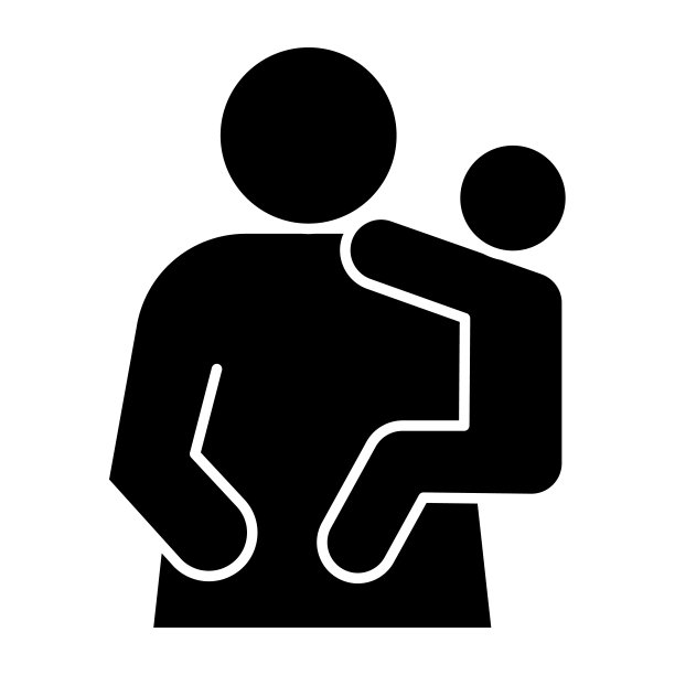 母子图标。母亲和孩子，女人手抱婴儿的符号，白色背景上的字形样式象形图。关系符号移动概念网页设计。矢量图形。图片下载