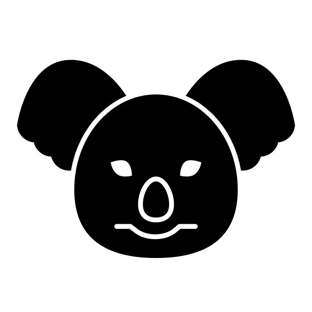 考拉头固体图标。可爱的澳大利亚动物脸简单的轮廓。动物矢量设计概念，字形风格的象形文字在白色的使用和应用程序。图片下载