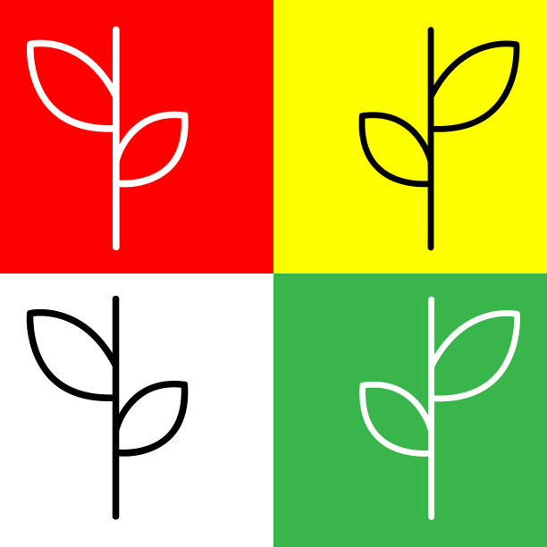 植物矢量图标，线性风格的图标，从农业图标收集，隔离在红色，黄色，白色和绿色背景。图片下载