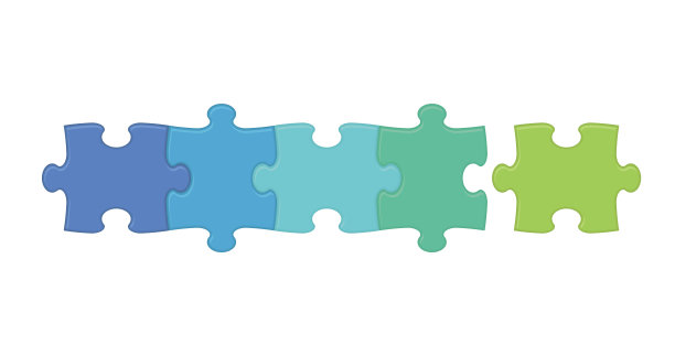 矢量彩色拼图片插图孤立在一个白色的背景。图片下载