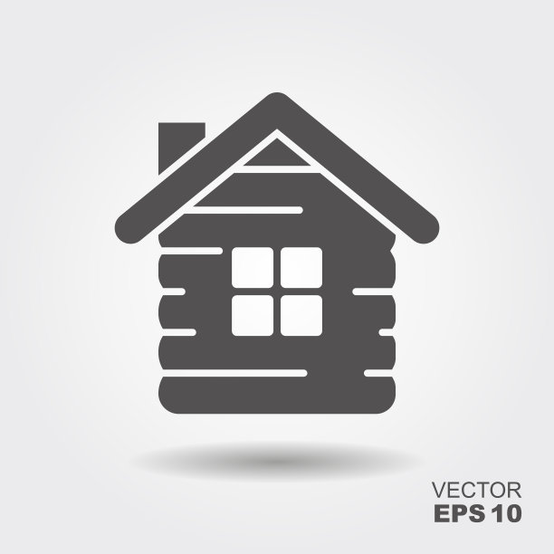 小屋图标。带阴影的平房子图标。图片下载