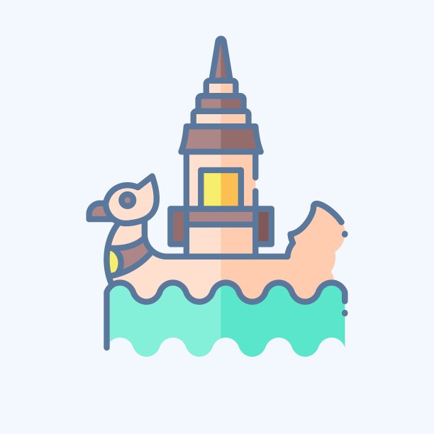 Icon Bon Om Touk。与柬埔寨有关的象征。涂鸦风格。简单的设计可编辑。简单的说明图片下载