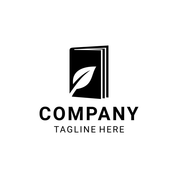 创意现代教育标志设计插图与使用书和叶子图标模板图片下载