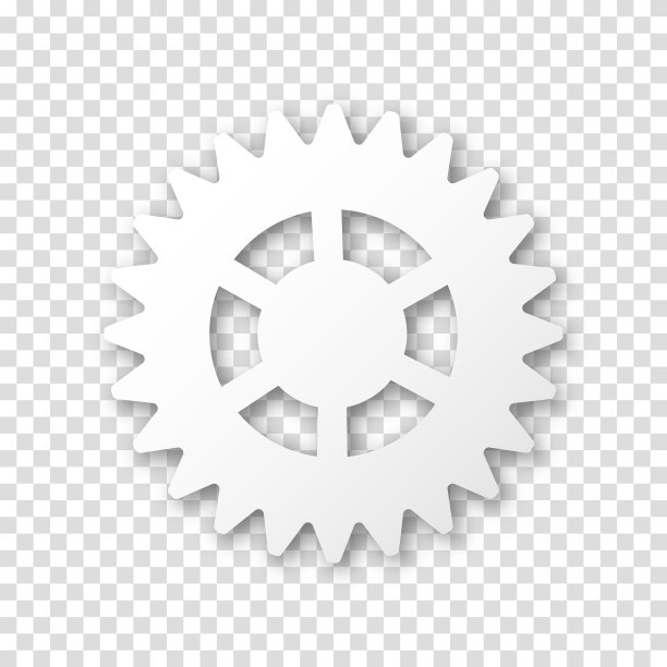 齿轮图标，平面设计。机器链轮齿轮图标。现实的矢量齿轮标志符号在一个透明的背景。图片下载