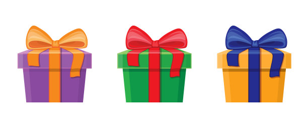 装饰礼品盒丝带蝴蝶结，矢量图标收集图片下载