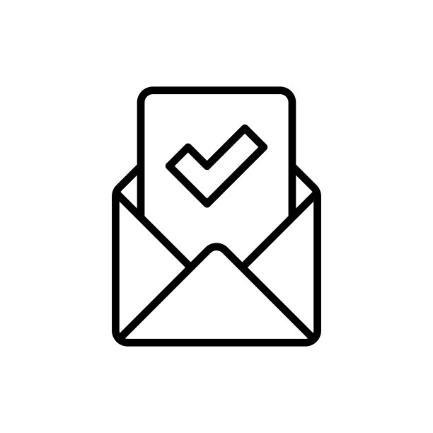 信件已批准细线图标：带复选标记的信封和纸张矢量图图片下载