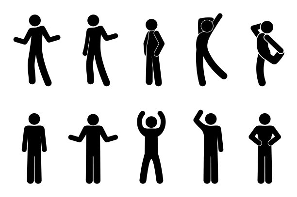 简笔画人物图标，人体剪影图片下载