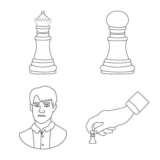 棋子和策略标志符号套装独立物体图片下载