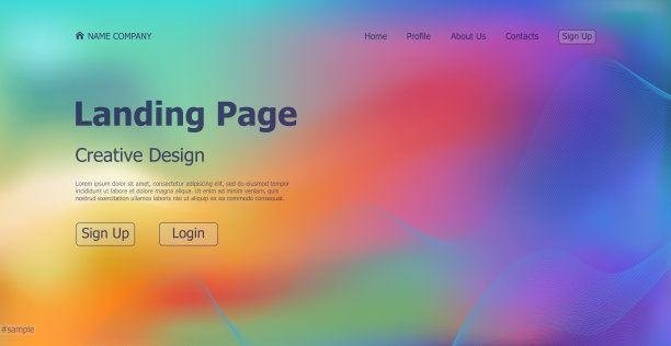 渐变彩色网页模板登陆页数字网站登陆页设计概念-矢量图片下载