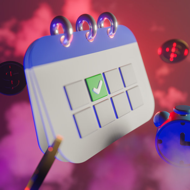 彩色多云背景上的卡通日历与蓝色卡通闹钟和多个金币图片下载