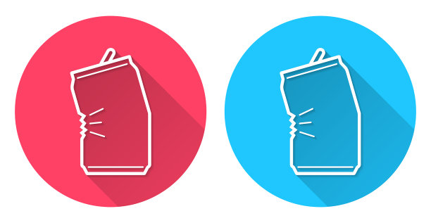 压碎。圆形图标与长阴影在红色或蓝色的背景图片下载