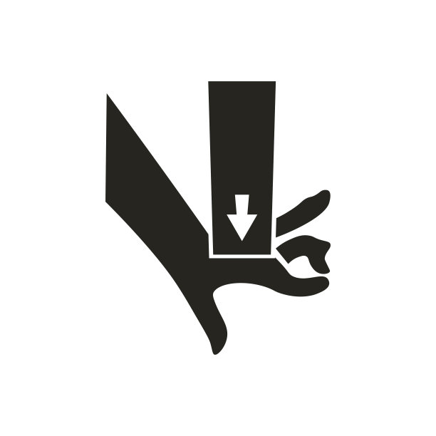 黑色象形文字单独说明伤害危险手指挤压事故与手的图片，压机，警告危险捏点危险信息标签图片下载