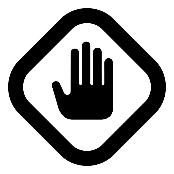 停止手势在框架实体图标。警告和危险，警告掌纹符号，白色背景上的字形风格象形文字。移动网页设计施工。矢量图形。图片下载