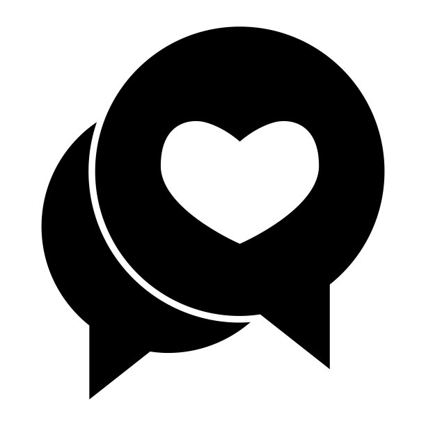 爱情对话泡泡固体图标。浪漫的信息与心形符号，字形风格象形文字在白色背景。情人节标志移动概念网页设计。矢量图形。图片下载