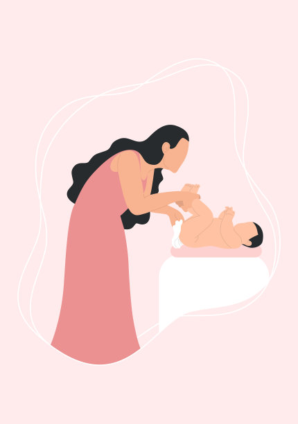 母亲用湿纸巾擦拭婴儿的臀部图片下载