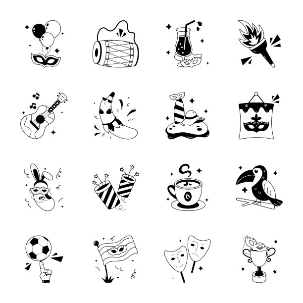 里约狂欢节字形贴纸集图片下载