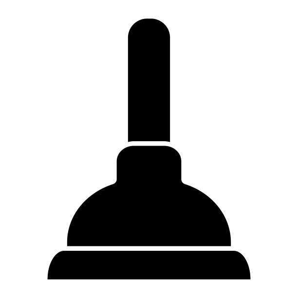 管道工具实体图标。带有木柄的橡胶活塞符号，白色背景上的字形样式。用于厕所管道清洁的移动概念网页设计。矢量图形。图片下载
