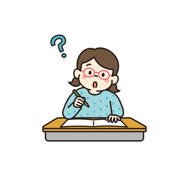 女孩在她的书桌上学习的插图有一个问题图片下载