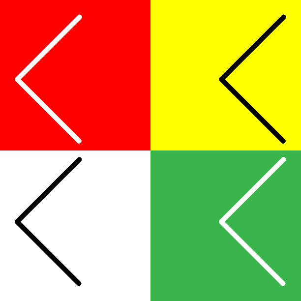 向后或左箭头矢量图标，线性风格的图标，从箭头箭头和方向图标集合，隔离在红色，黄色，白色和绿色背景。图片下载