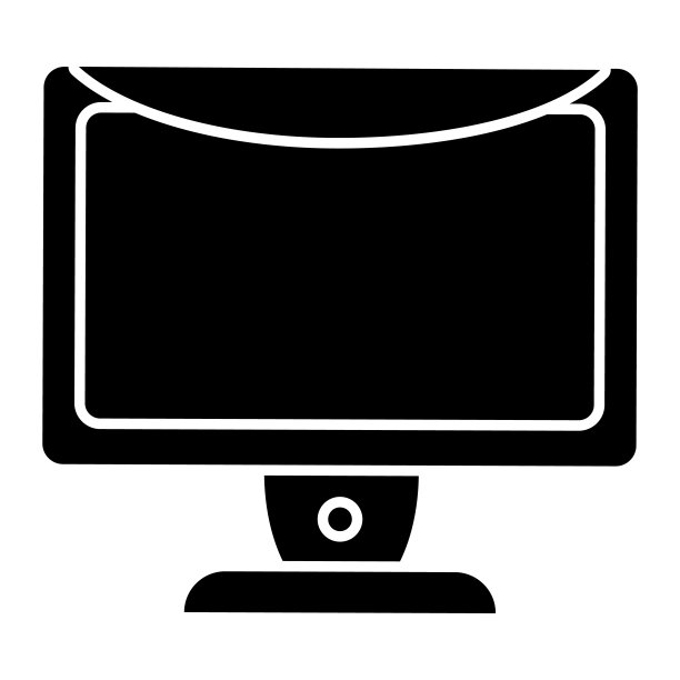 监视器固体图标。台式电脑屏幕上的设备符号，白色背景上的象形文字样式。科技标志移动概念网页设计。矢量图形。图片下载