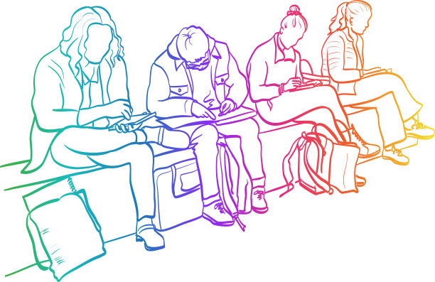 美术学生在工作彩虹图片下载