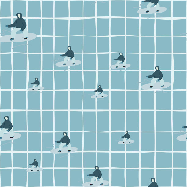 滑雪者在斜坡上。冬季运动无缝模式。图片下载