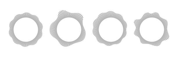 径向声波线。圆形框架。声音圆响。波浪形圆形框架。放射状太阳射线符号。波浪几何轮廓。抽象的设计元素。矢量插图在白色的背景图片下载