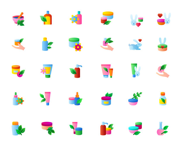 天然和有机生物化妆品，生态化妆品图标集图片下载