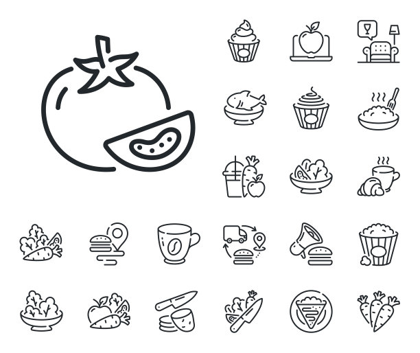 番茄线图标蔬菜食品标志可丽饼图片下载