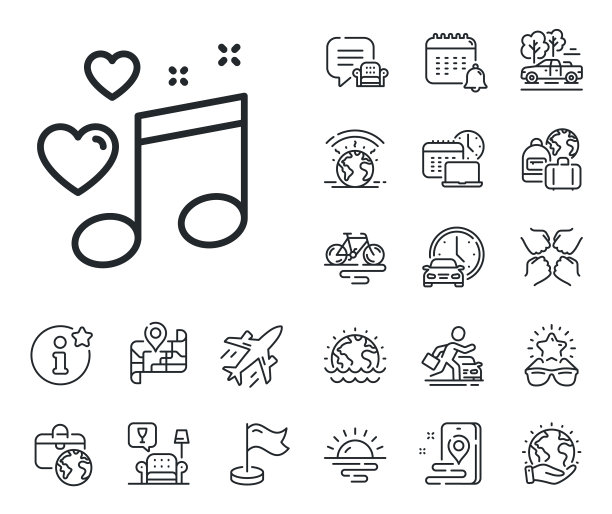 爱情音乐线图标浪漫音符标志图片下载