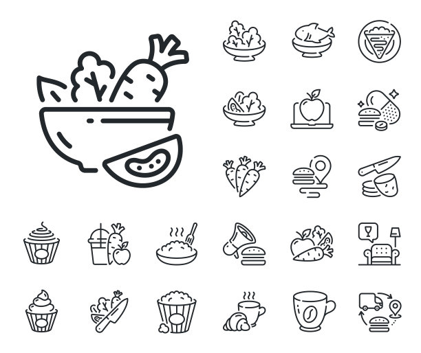 沙拉线图标蔬菜食品标志可丽糖图片下载