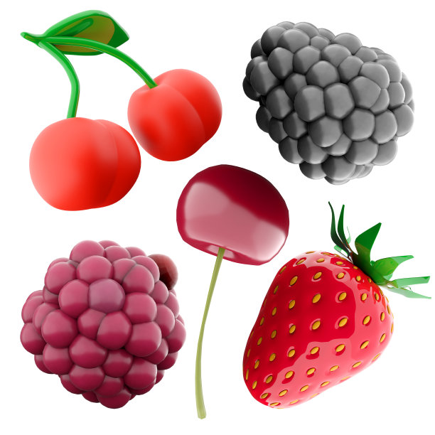 森林浆果。甜的水果。现实的例子。三维矢量图标集图片下载