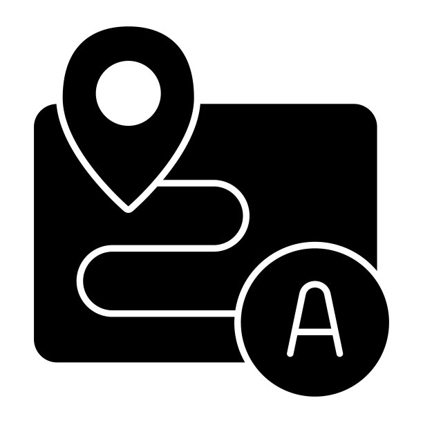 点之间的距离与位置标记固体图标，导航概念，路线与标记符号在白色背景，指针之间的路径图标字形风格。矢量图形。图片下载