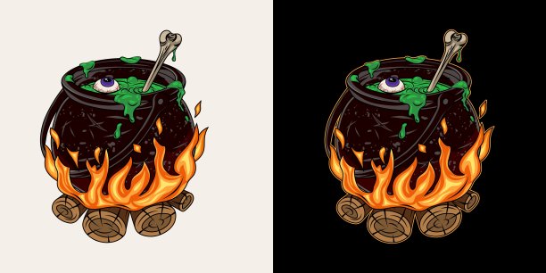 女巫的坩埚里有汩汩冒泡的绿色药水图片下载