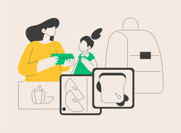 儿童午餐盒抽象概念矢量插图。图片下载