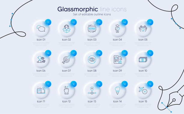 一套冰淇淋，目标和支付线图标的web应用程序。象形图标。向量图片下载