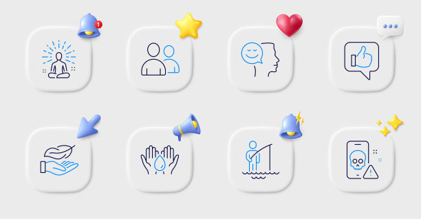 用户，渔夫和喜欢线图标。对于web应用程序，打印。向量图片下载