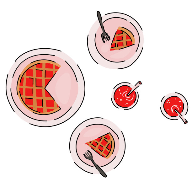 俯视图派和蛋糕从盘子和饮料图片下载