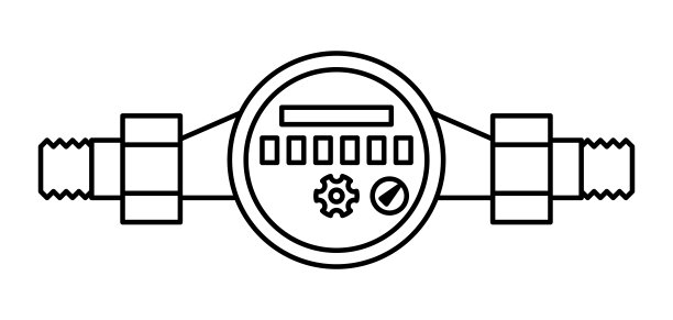 水表示意图。管道对象的工业形象。图片下载