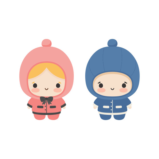 可爱男孩和女孩儿童插画矢量白色背景图片下载