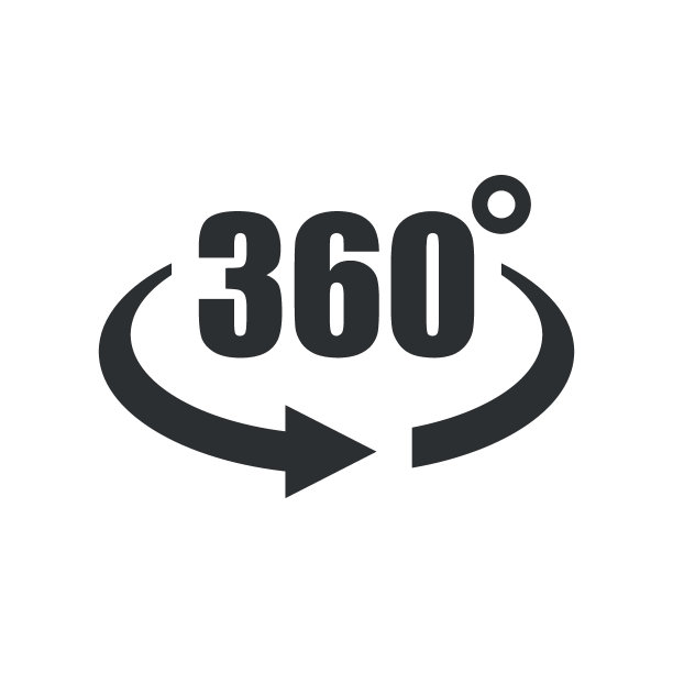 360度图标的平面风格。旋转符号矢量插图上孤立的背景。角度观招牌经营理念。图片下载