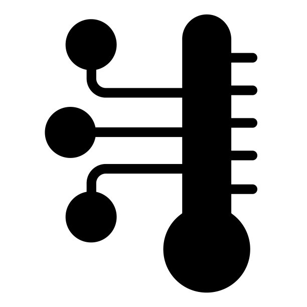 温度计与连接固体图标，智能家居符号，远程加热控制矢量标志在白色背景上，建立在线调节字形风格。矢量图形。图片下载