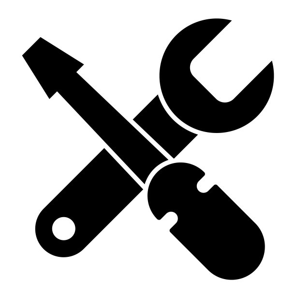 螺丝刀和扳手固体图标，自行车概念，维修工具在白色背景上的标志，十字螺丝刀与扳手图标在风格的网页设计。矢量图形。图片下载