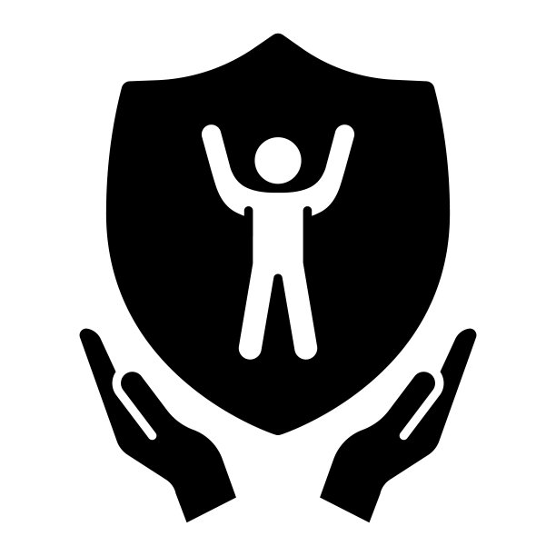 儿童保护盾在人类手中的固体图标，6月1日儿童保护日的概念，父母的手与婴儿安全标志在白色的孩子照顾字形。矢量图形。图片下载