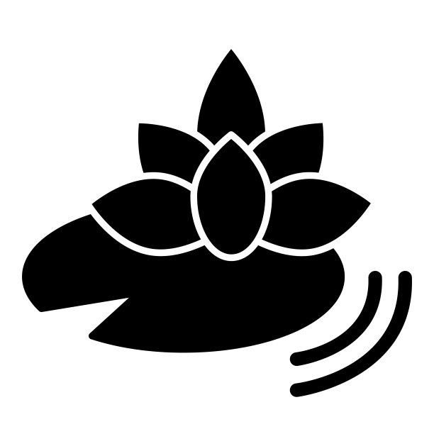 莲花固体图标，水疗沙龙的概念，荷叶在水的白色背景上的标志，莲花植物图标在字形风格的移动概念网页设计。矢量图形。图片下载