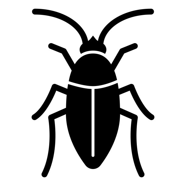 蟑螂固体图标，害虫概念，甲虫标志在白色背景，蟑螂图标在字形风格的移动概念网页设计。矢量图形。图片下载