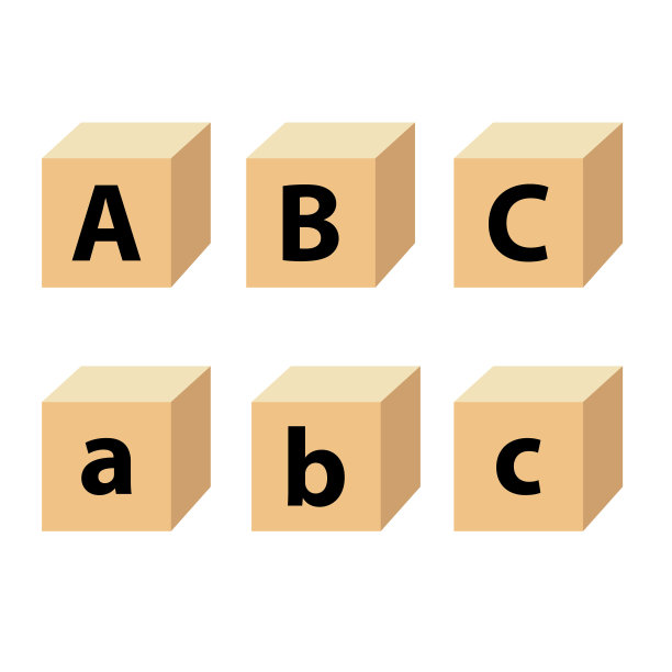 儿童abc字母块。字母积木。小写字母abc和大写字母abc。矢量图图片下载