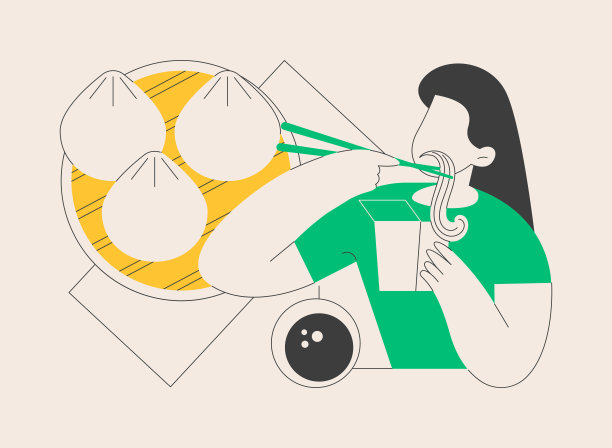 中国食物抽象概念矢量插图。图片下载