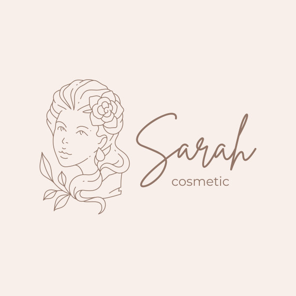 极简主义的中世纪女性胸围优雅的发型与花单色线条艺术模板向量图片下载