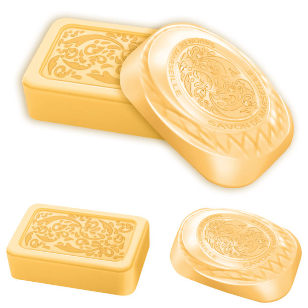 设置马赛皂条孤立在白色背景。3 d渲染。图片下载